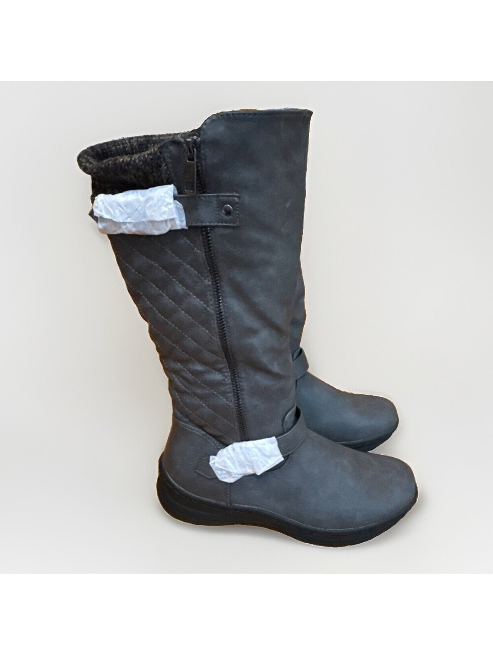 NEW Dream Pairs Gray Quilted Faux Fur Lined Boots Ladies 8.5